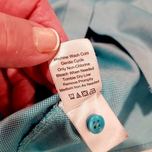 Coldwater CREEK no iron button down 100% Cotton 3/4 sleeve length shirt PM 10 12 - Picture 7 of 8